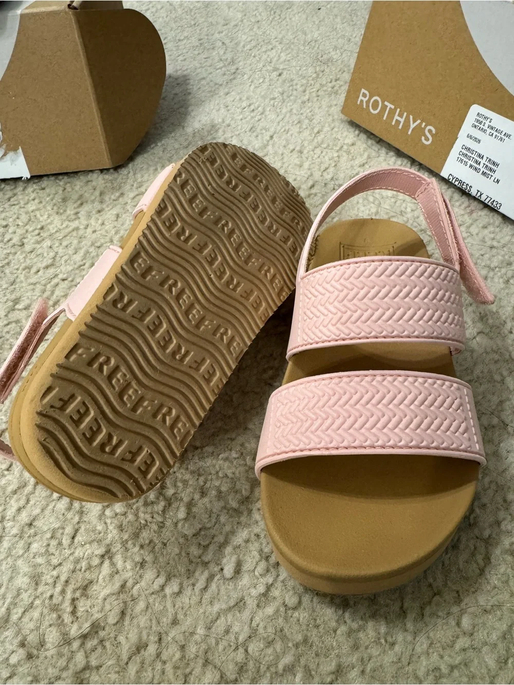 Reef Pink velcro- Strap Slingback Sandals